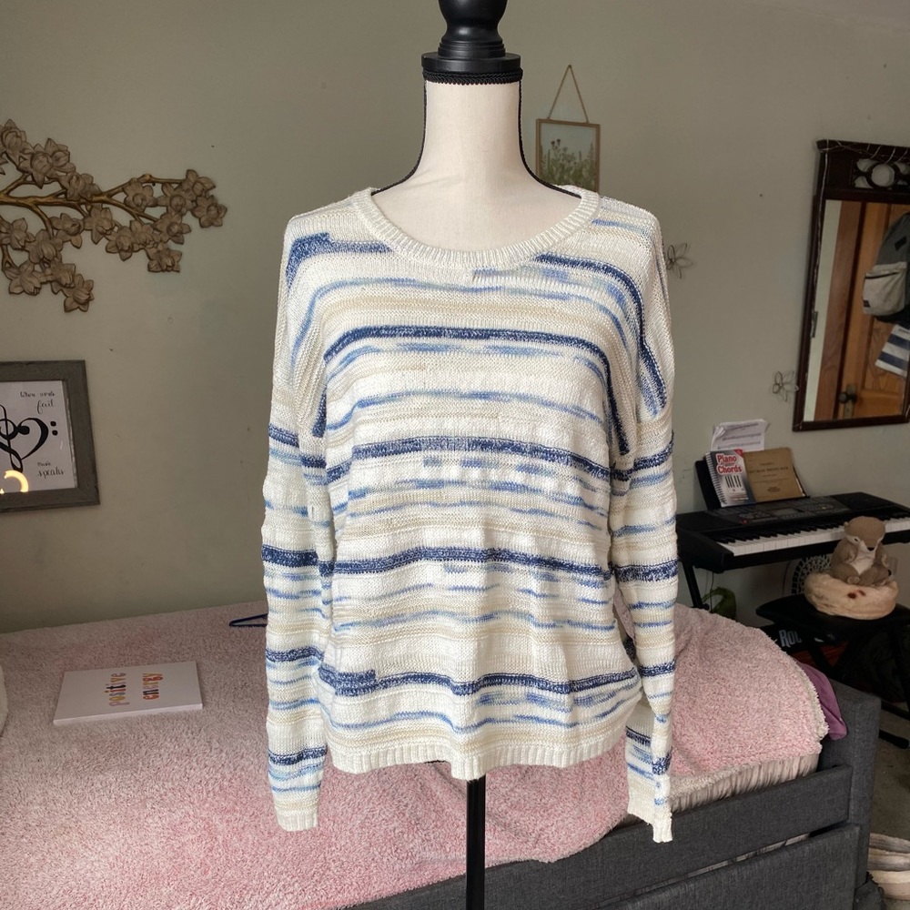 Blue and White Striped Sweater